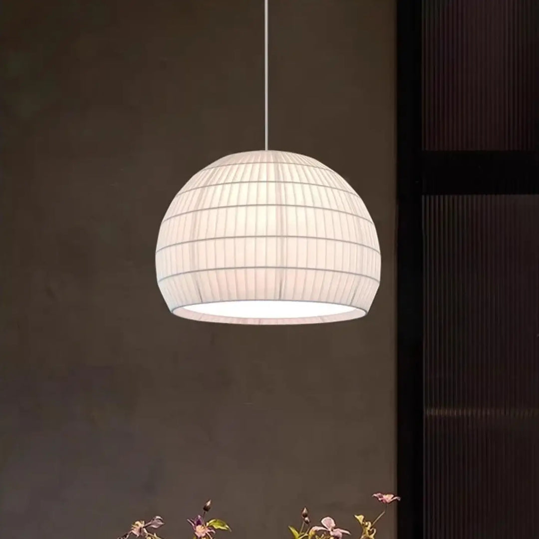 Suspension métal et tissu design élégant blanc chic