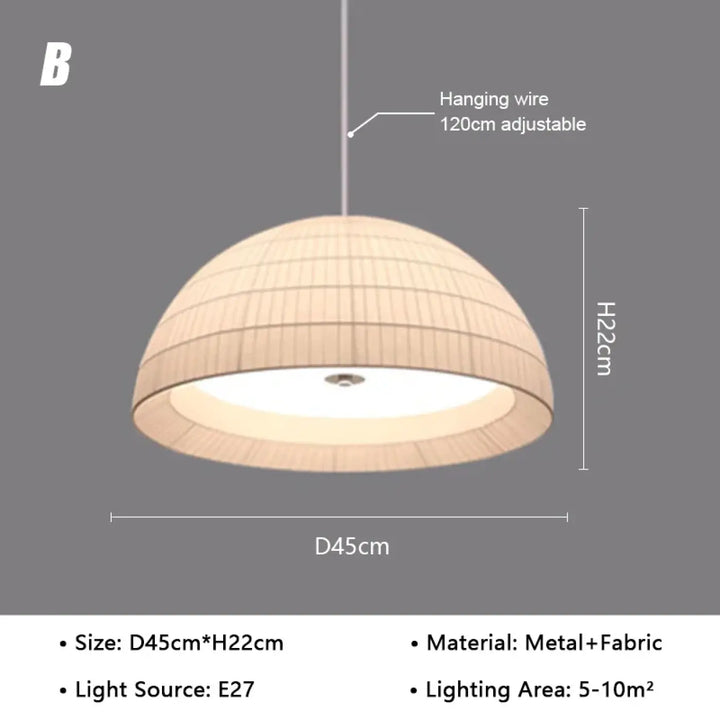 Suspension métal et tissu design élégant blanc chic
