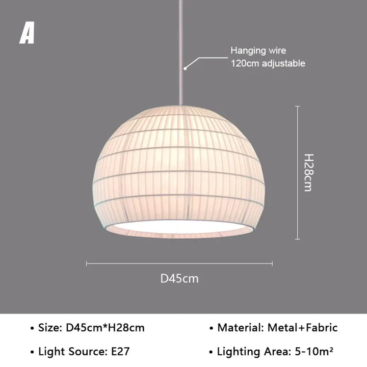 Suspension métal et tissu design élégant blanc chic