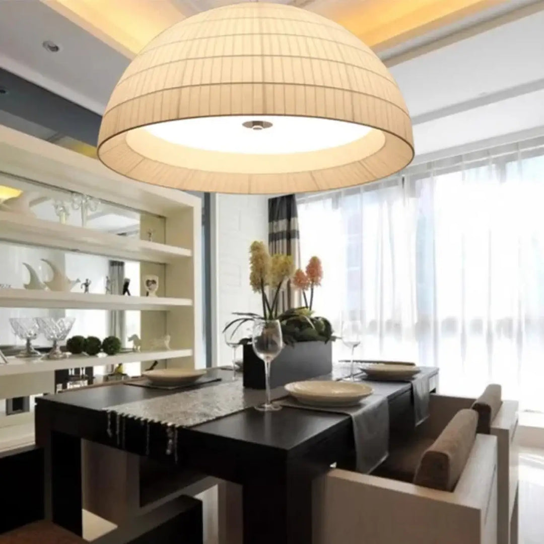 Suspension métal et tissu design élégant blanc chic