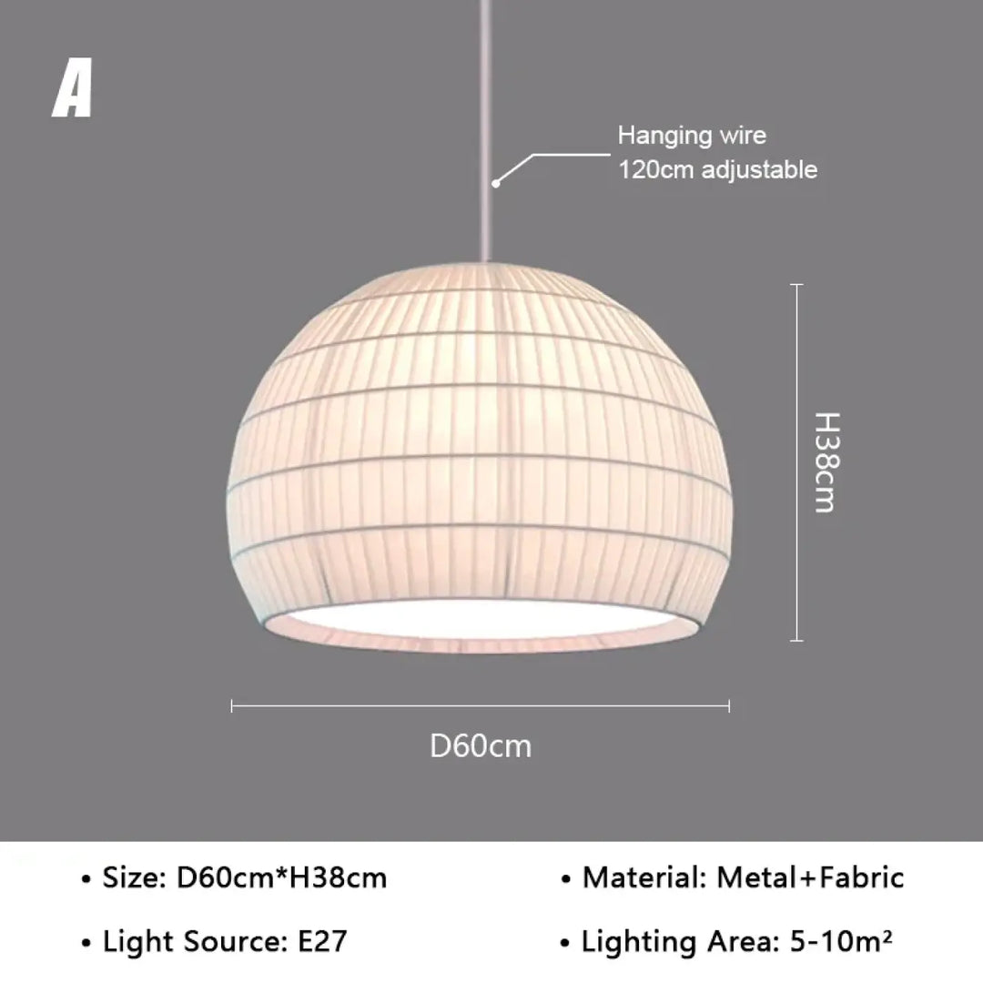 Suspension métal et tissu design élégant blanc chic