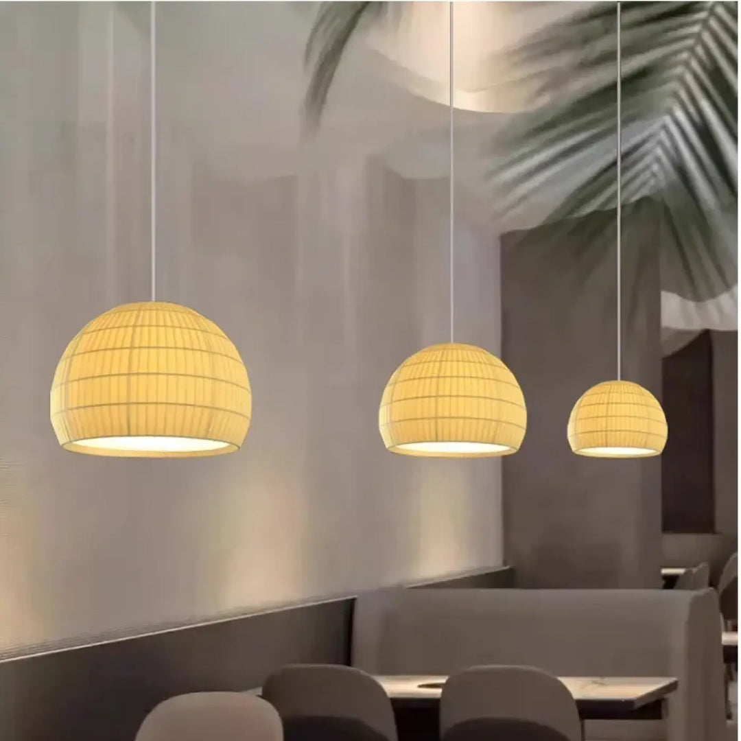 Suspension métal et tissu design élégant blanc chic