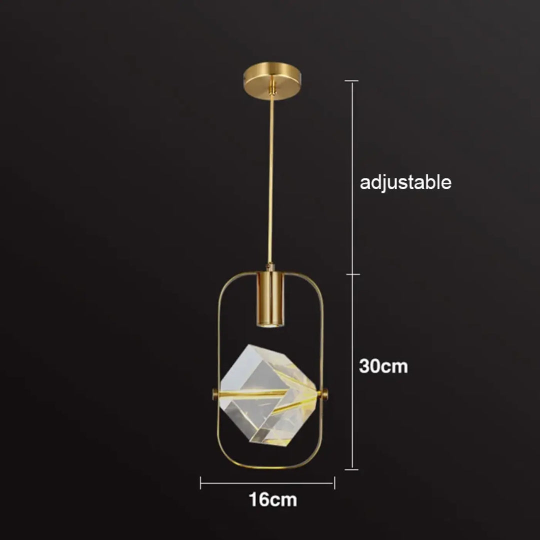Suspension luminaire minimaliste doré orné de pierre raffiné