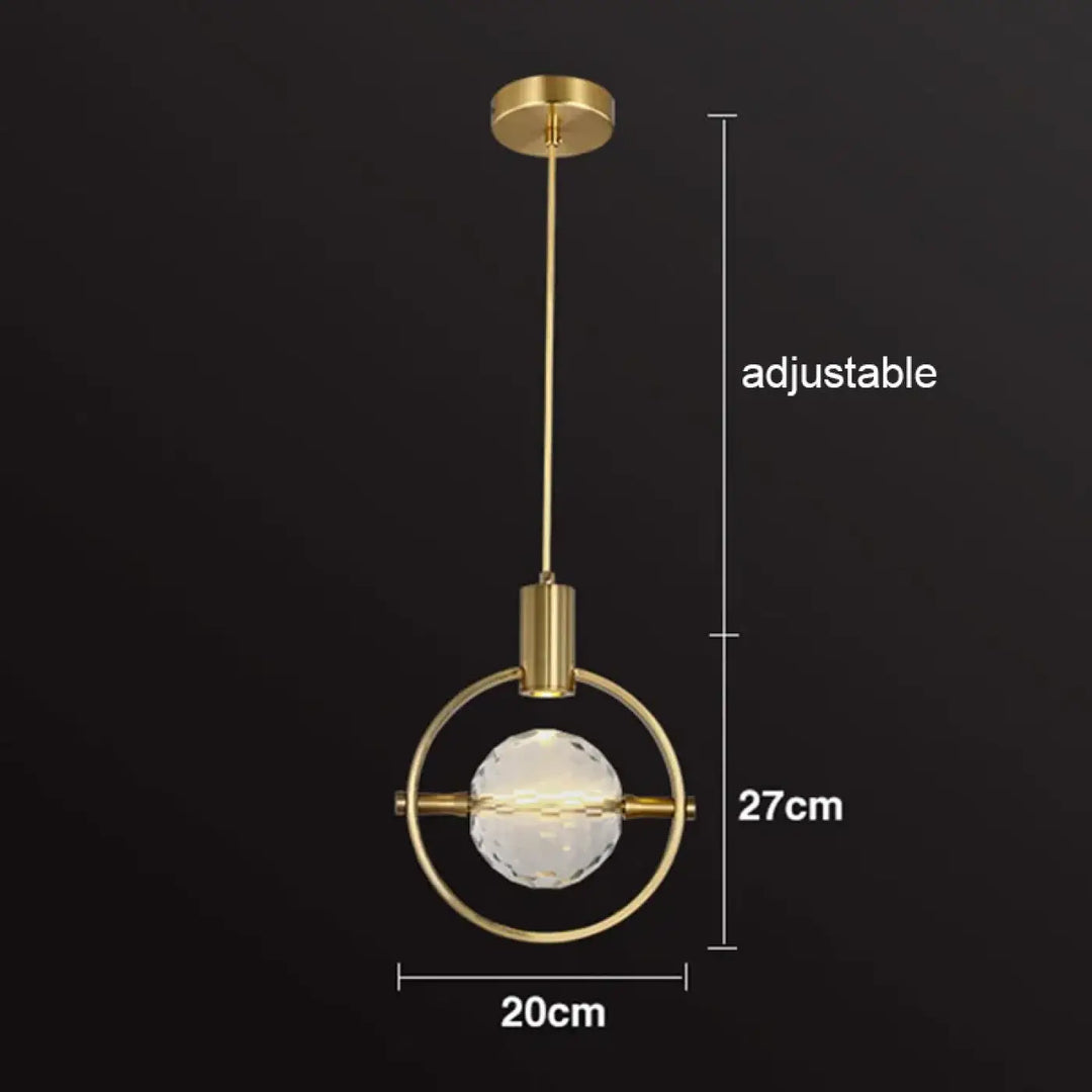 Suspension luminaire minimaliste doré orné de pierre raffiné