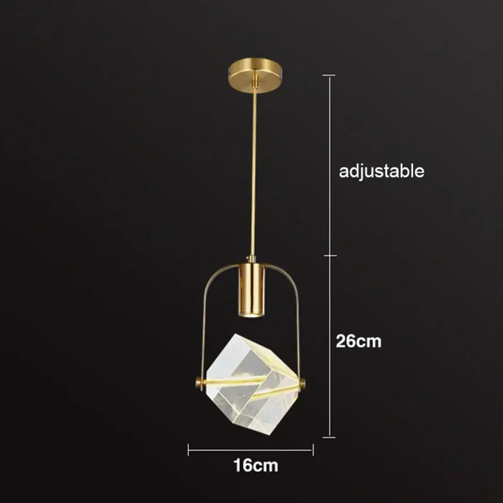 Suspension luminaire minimaliste doré orné de pierre raffiné
