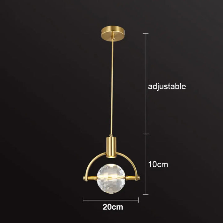 Suspension luminaire minimaliste doré orné de pierre raffiné