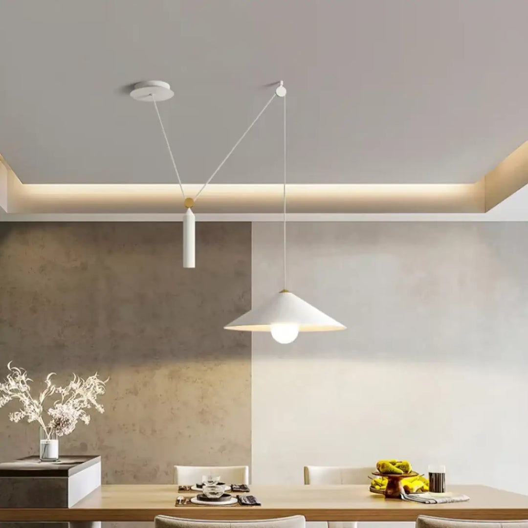 Suspension luminaire jax minimaliste blanc moderne avec abat-jour conique design épuré luminaire minimaliste