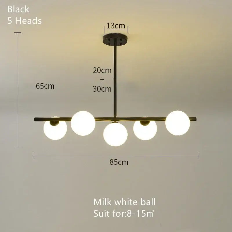 Suspension luminaire minimaliste noir et verre opalin chic