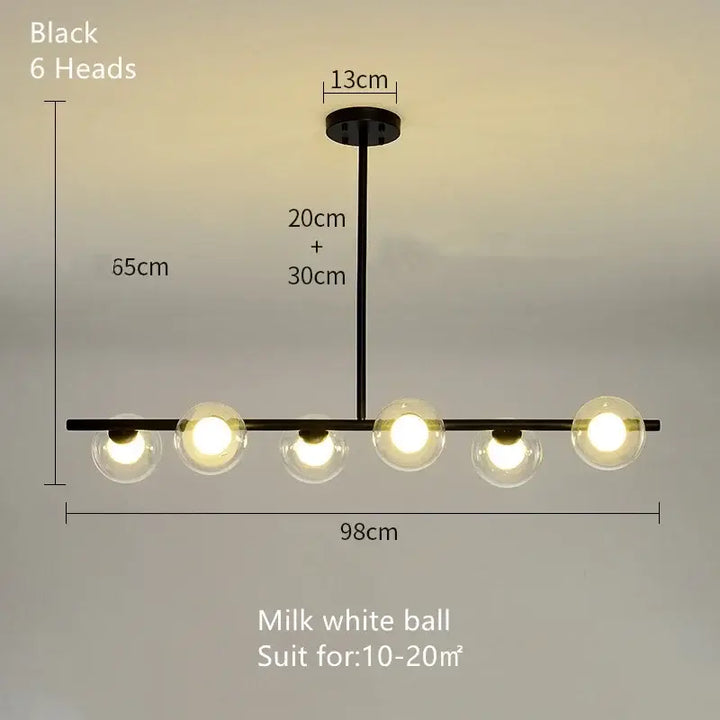 Suspension luminaire minimaliste noir et verre opalin chic