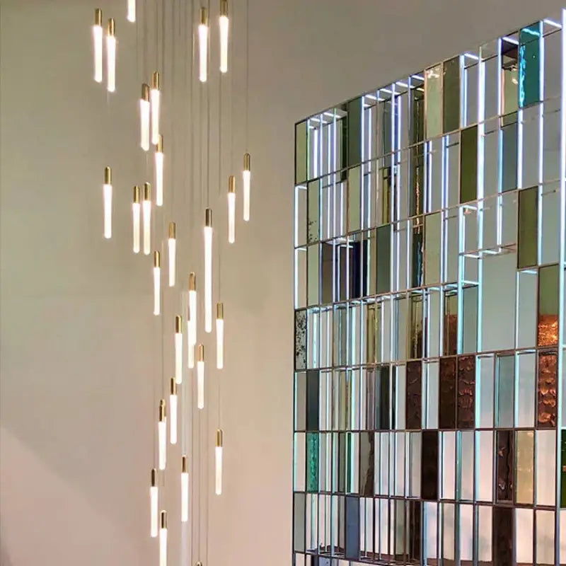 Suspension luminaire minimaliste à tubes lumineux suspendus chic