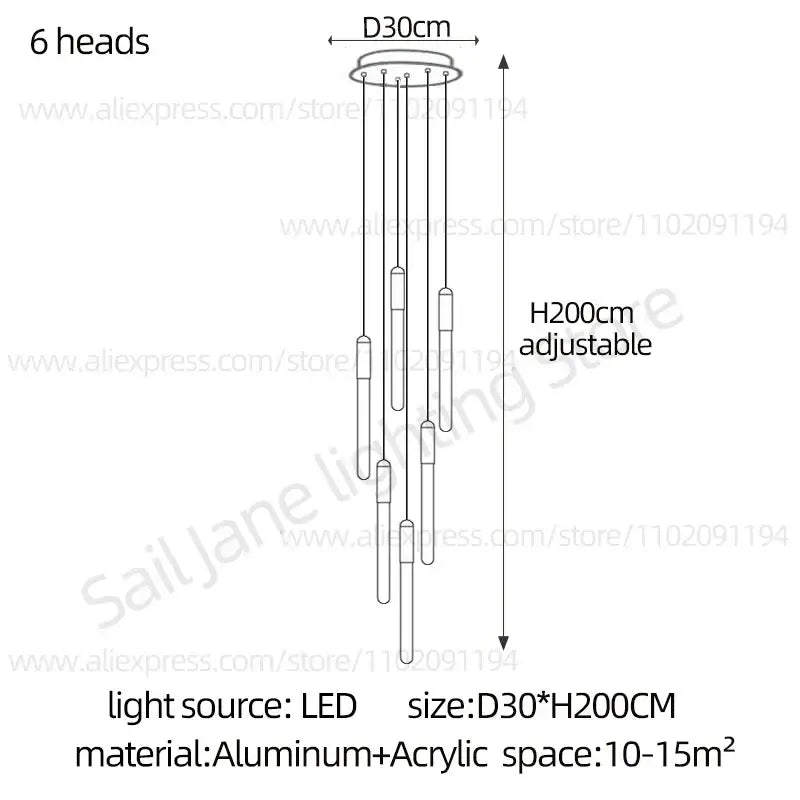 Suspension luminaire minimaliste à tubes lumineux suspendus chic