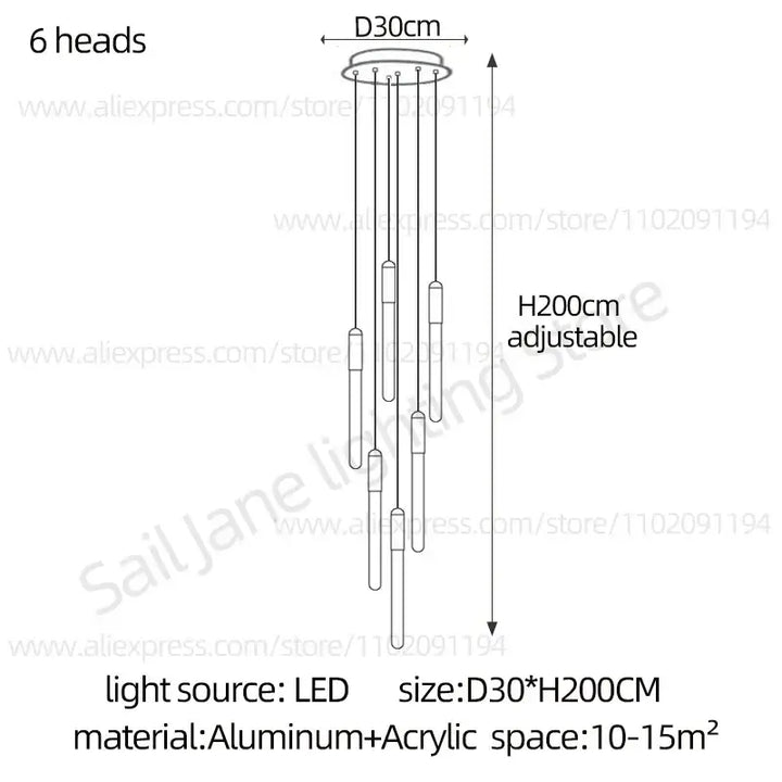 Suspension luminaire minimaliste à tubes lumineux suspendus chic