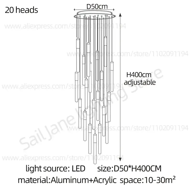Suspension luminaire minimaliste à tubes lumineux suspendus chic
