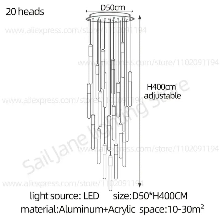 Suspension luminaire minimaliste à tubes lumineux suspendus chic