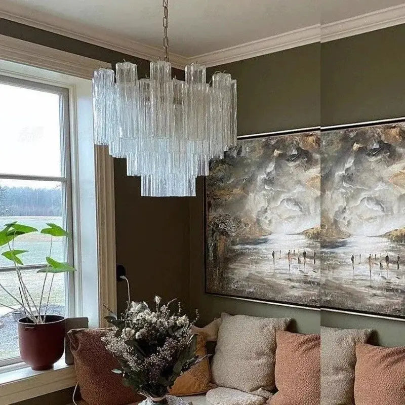 Suspension moderne avec abat‑jour en verre style classique