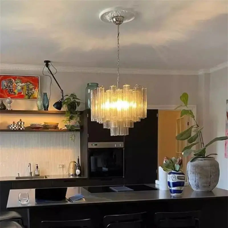 Suspension moderne avec abat‑jour en verre style classique