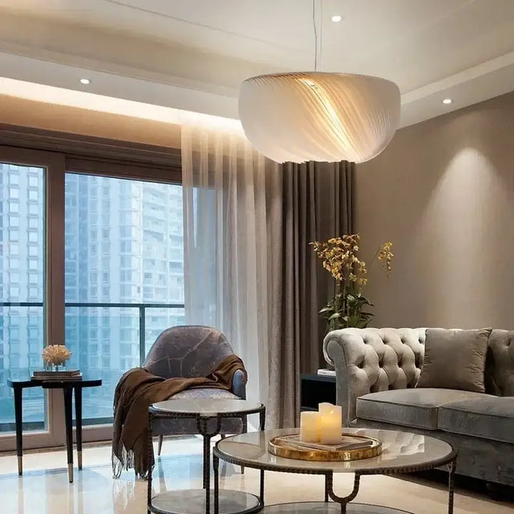 Suspension luminaire moderne en blanc sculpté

