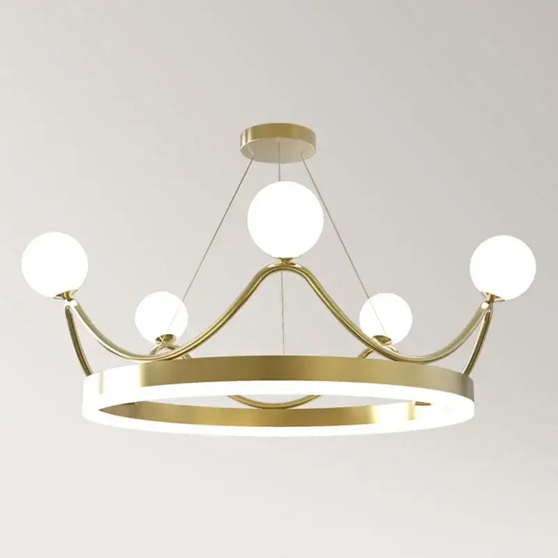 Suspension Luminaire Moderne Design Doré Avec Boules Blanches

