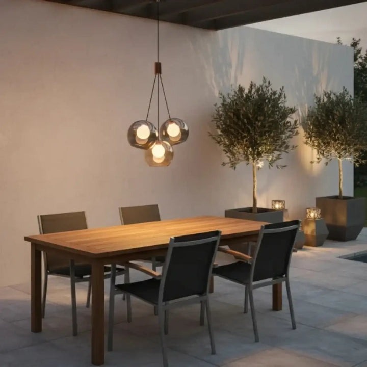 Luminaire plafonnier troniu suspension luminaire moderne trois globes en verre sphérique avec chaîne métal sombre idéal salle à manger plus qu’un