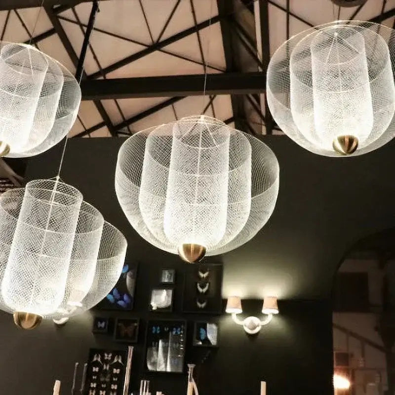 Suspension Luminaire Moderne Design Sculptural Métal Argenté