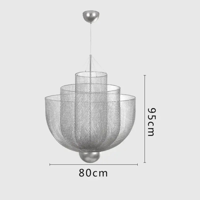 Suspension Luminaire Moderne Design Sculptural Métal Argenté
