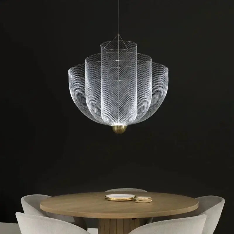 Suspension Luminaire Moderne Design Sculptural Métal Argenté