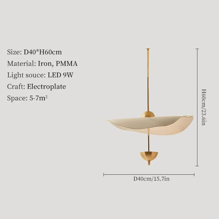 Suspension luminaire moderne dorée design aérien élégant
