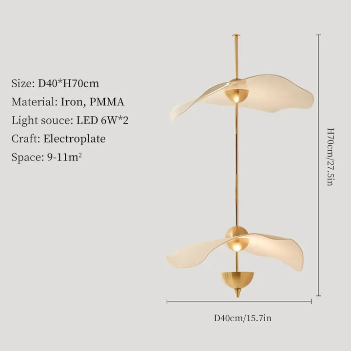 Suspension luminaire moderne dorée design aérien élégant