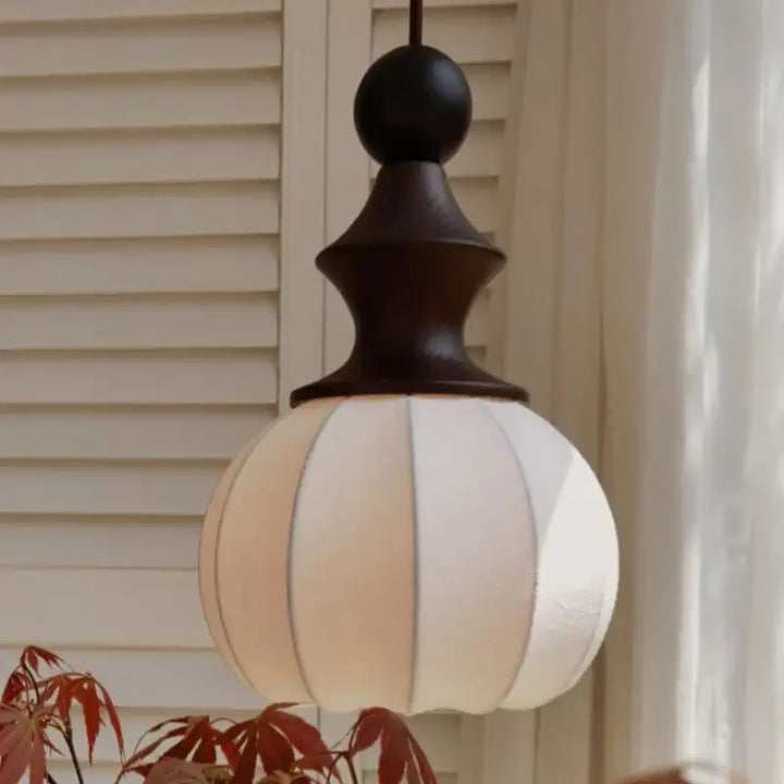 Suspension Luminaire Moderne En Tissu Et Bois Design Éclat Naturel
