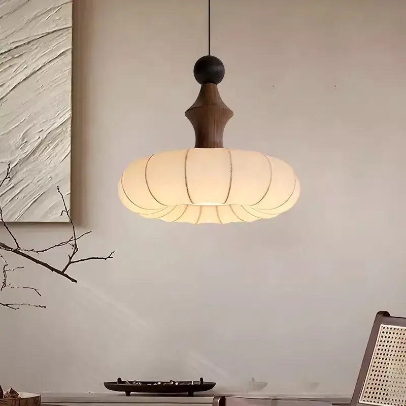 Suspension Luminaire Moderne En Tissu Et Bois Design Éclat Naturel