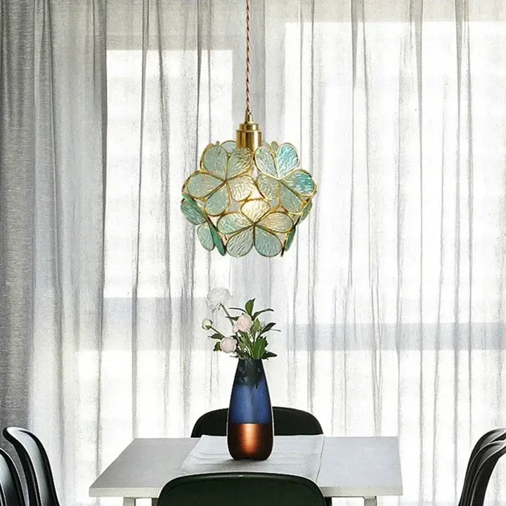 Suspension Luminaire Moderne En Verre Coloré Fleur Design
