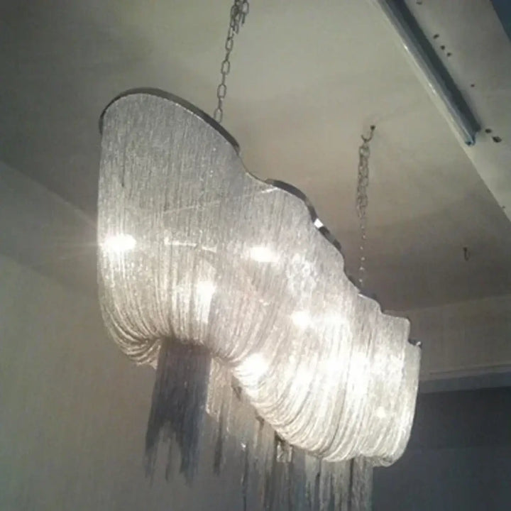 Suspension luminaire moderne avec fils métalliques argentés chic