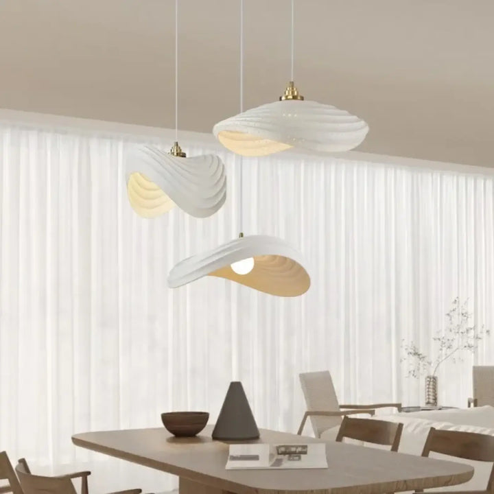 Suspension luminaire moderne formes galets blanc design