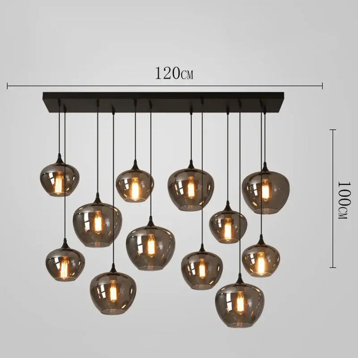Suspension luminaire moderne à globes en verre fumé chic