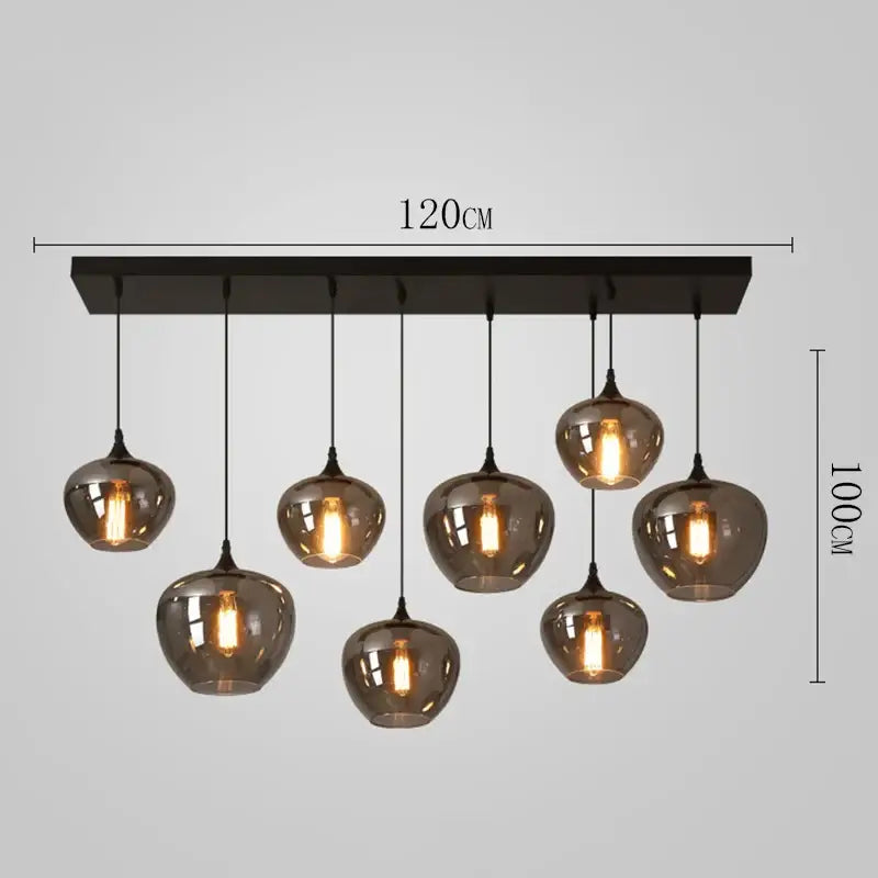 Suspension luminaire moderne à globes en verre fumé chic