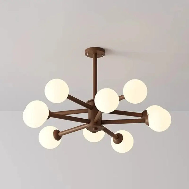 Suspension luminaire moderne en métal à boules opales marron