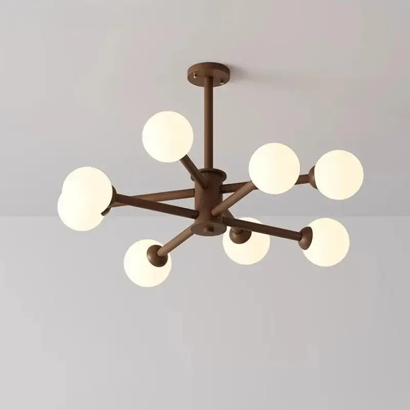 Suspension luminaire moderne en métal à boules opales marron