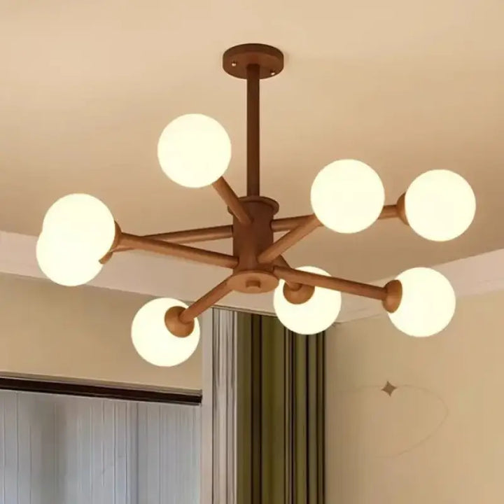 Suspension luminaire moderne en métal à boules opales marron