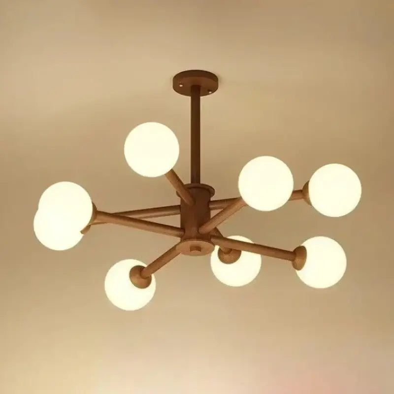 Suspension luminaire moderne en métal à boules opales marron