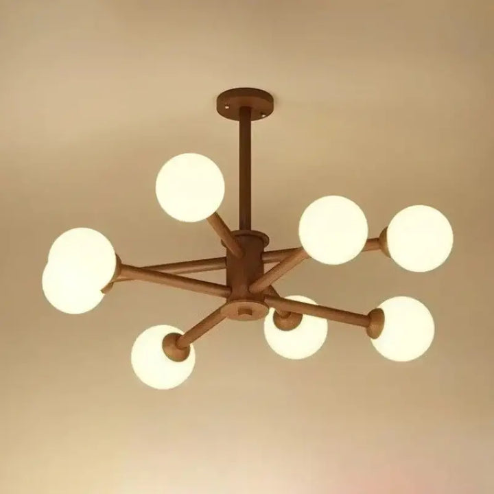 Suspension luminaire moderne en métal à boules opales marron