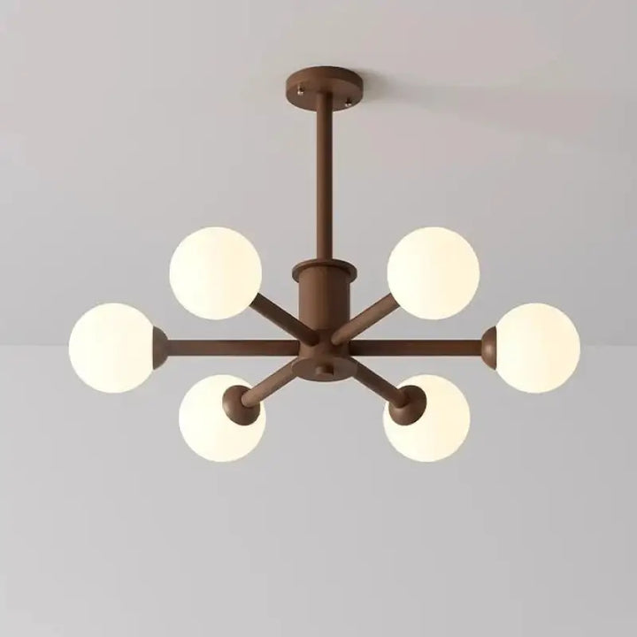 Suspension luminaire moderne en métal à boules opales marron