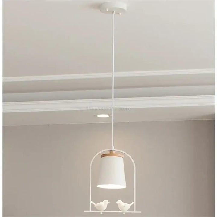 Suspension luminaire moderne blanc avec oiseaux décoratifs