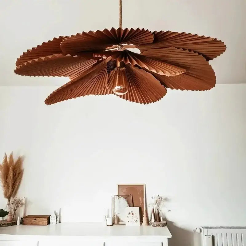 Suspension luminaire moderne pétales plissés inspiration fleur

