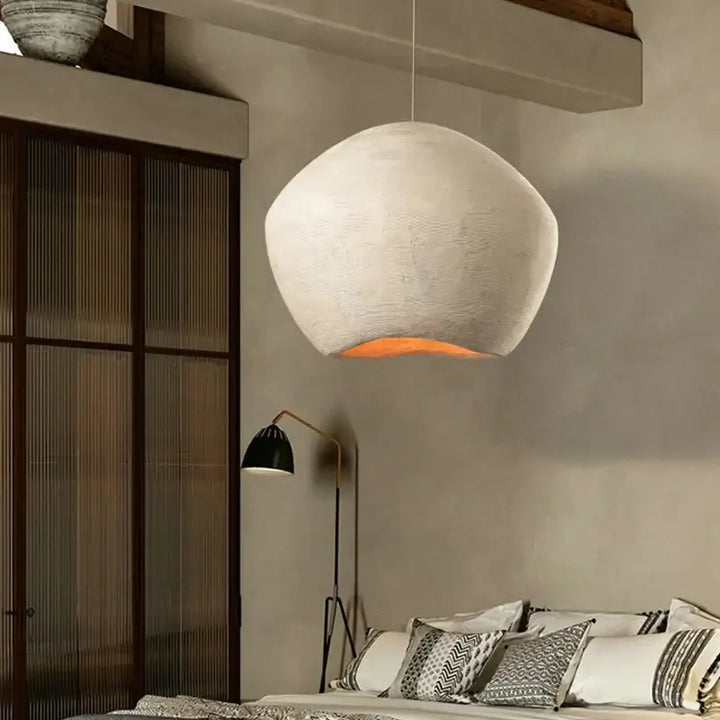 Suspension luminaire moderne en plâtre texturé blanc élégant