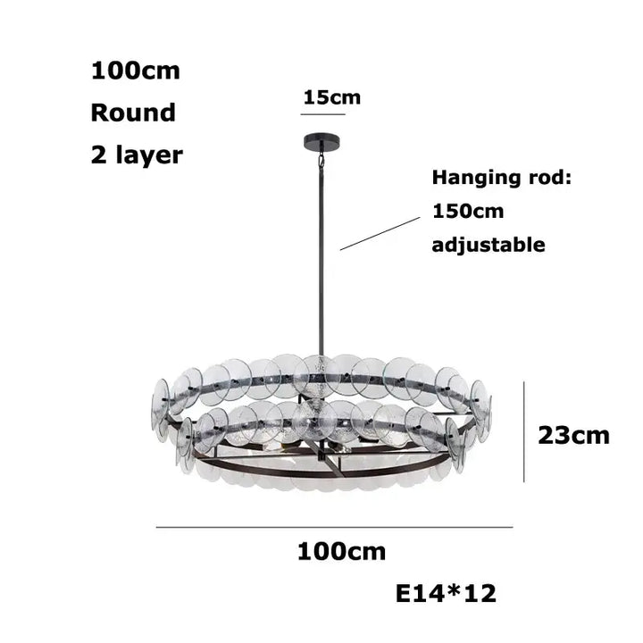 Suspension luminaire moderne ronde en disques de verre