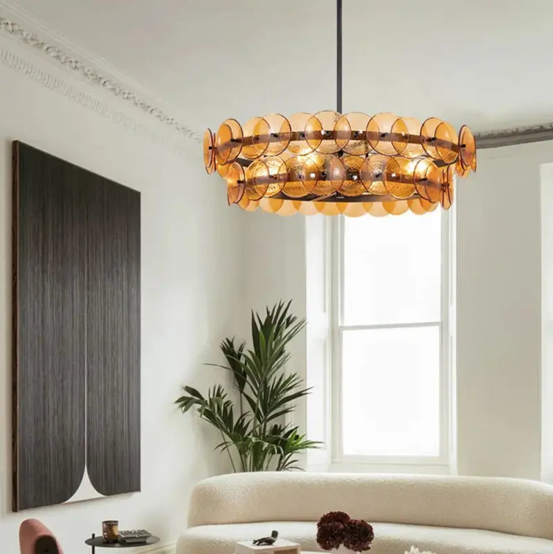 Suspension luminaire moderne ronde en disques de verre