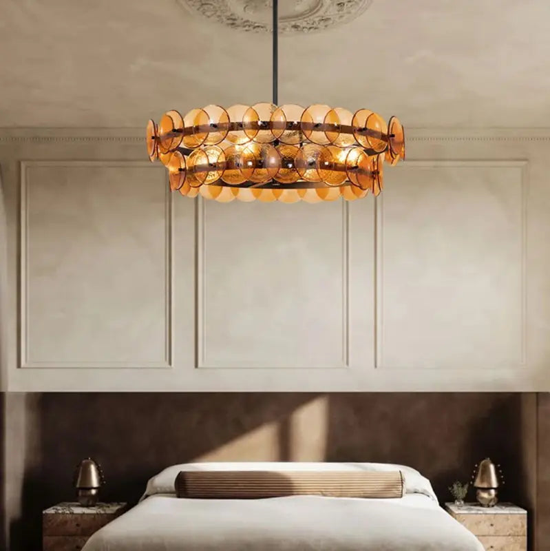 Suspension luminaire moderne ronde en disques de verre