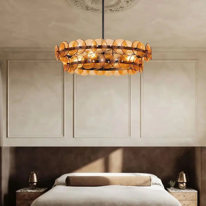 Suspension luminaire moderne ronde en disques de verre