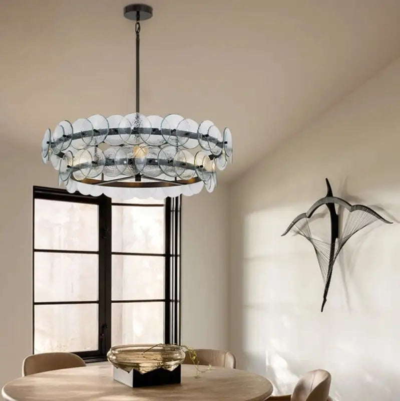 Suspension luminaire moderne ronde en disques de verre