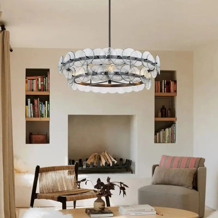 Suspension luminaire moderne ronde en disques de verre